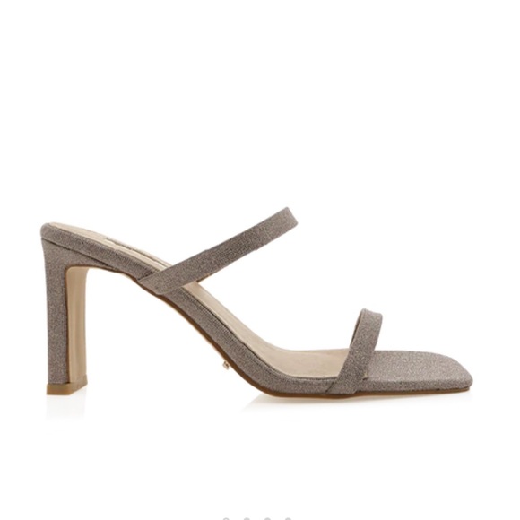 BILLINI OLETTA CHAMPAGNE GLITTER SLIP ON GLAM MULE SQUARE TOE BLOCK HEELS SIZE 7 - Picture 9 of 10